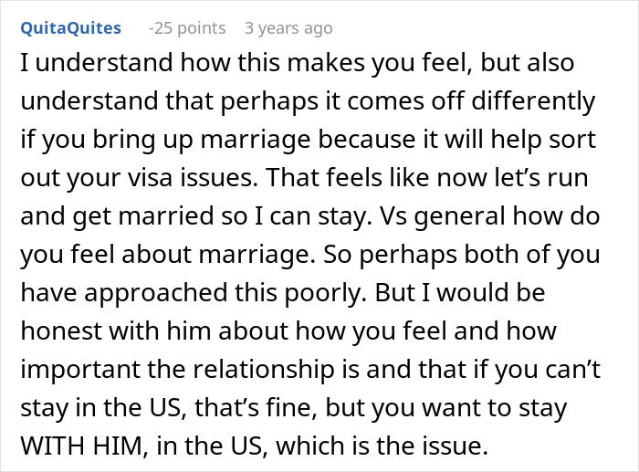 Comment discussing relationship struggles and visa issues faced by a woman leaving the US for a new life in France. Comment discussing relationship struggles and visa issues faced by a woman leaving the US for a new life in France.
