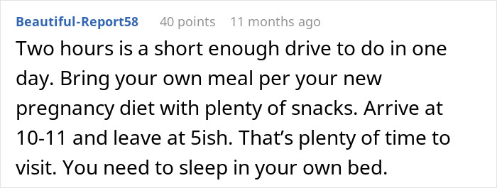 Comment about pregnant woman skipping Thanksgiving due to hazardous MIL’s cooking with advice on bringing own meal. Comment about pregnant woman skipping Thanksgiving due to hazardous MIL’s cooking with advice on bringing own meal.