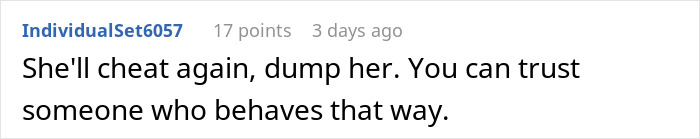 Comment text expressing distrust and advising to end relationship after girlfriend's secret clubbing and losing his car. Comment text expressing distrust and advising to end relationship after girlfriend's secret clubbing and losing his car.