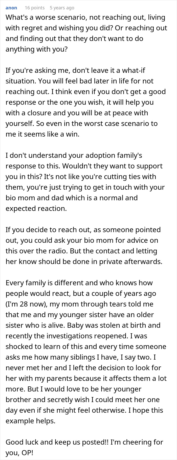 Woman wants to reunite with bio family but faces threats from adoptive parents over adoption conflict. Woman wants to reunite with bio family but faces threats from adoptive parents over adoption conflict.