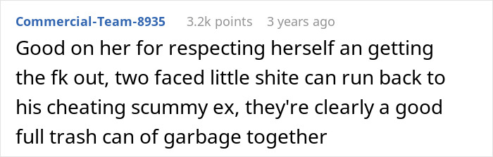 Screenshot of a Reddit comment criticizing a two-faced husband who mocked his wife to his cheating ex-wife. Screenshot of a Reddit comment criticizing a two-faced husband who mocked his wife to his cheating ex-wife.