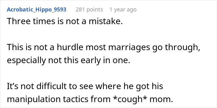 Comment discussing manipulation tactics and cheating in marriage during pregnancy and postpartum, highlighting relationship struggles. Comment discussing manipulation tactics and cheating in marriage during pregnancy and postpartum, highlighting relationship struggles.