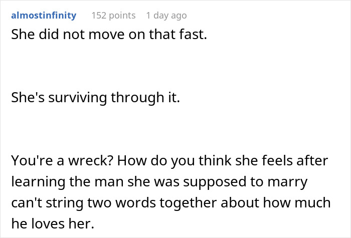 Screenshot of a forum comment discussing a bride running away after groom used ChatGPT to write wedding vows. Screenshot of a forum comment discussing a bride running away after groom used ChatGPT to write wedding vows.