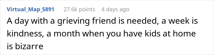 Text post discussing a mom prioritizing her widowed friend over her kids, causing tension with her husband.