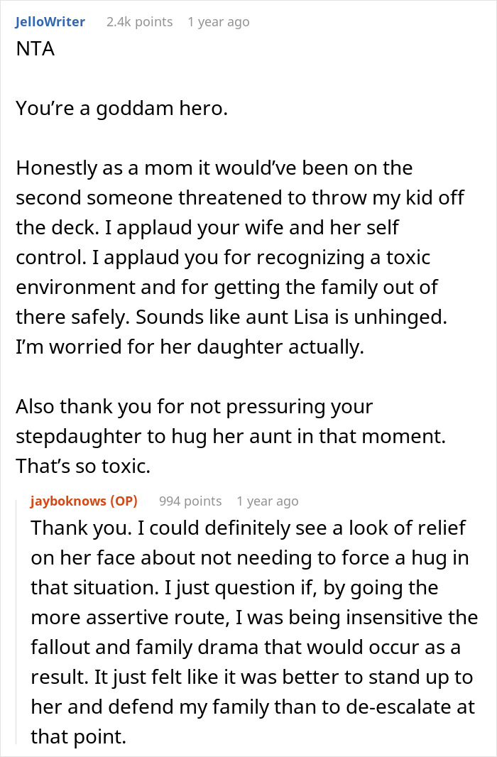 Reddit comments praising husband for removing wife and kids from toxic Thanksgiving after sister’s major tantrum.
