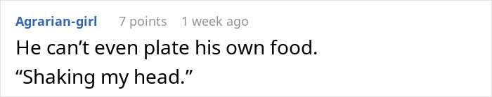 Comment about a man leaving domestic chores to his wife while expecting dinner, expressing frustration with this dynamic. Comment about a man leaving domestic chores to his wife while expecting dinner, expressing frustration with this dynamic.
