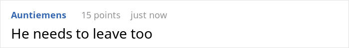 Text conversation bubble saying He needs to leave too, relating to guy secretly giving his sister a key to girlfriend’s house conflict.