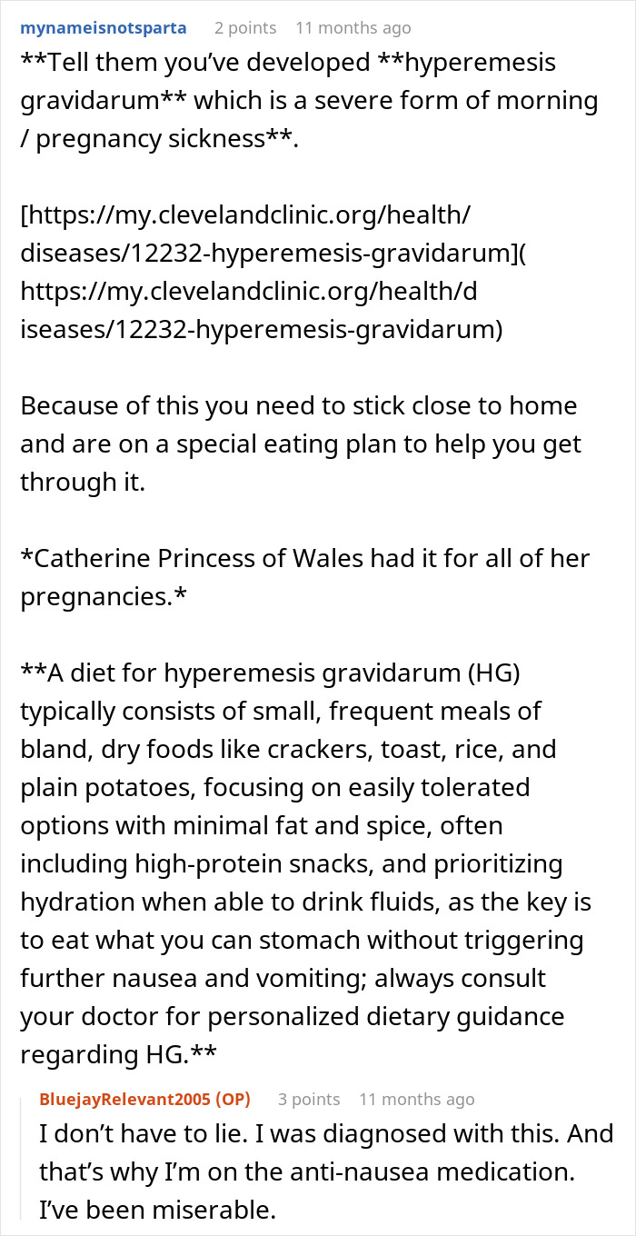 Pregnant woman avoiding hazardous MIL cooking due to severe morning sickness and health risks during Thanksgiving. Pregnant woman avoiding hazardous MIL cooking due to severe morning sickness and health risks during Thanksgiving.
