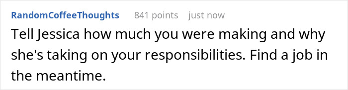 Screenshot of an online comment discussing employee refusal to train replacement without pay after layoff. Screenshot of an online comment discussing employee refusal to train replacement without pay after layoff.
