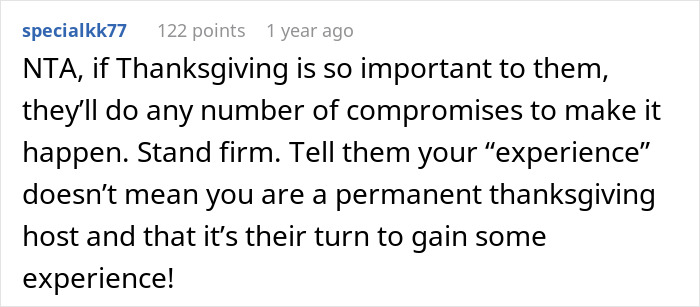 Text conversation about a woman asking for a break from hosting traditional family Thanksgiving, facing criticism from sisters. Text conversation about a woman asking for a break from hosting traditional family Thanksgiving, facing criticism from sisters.