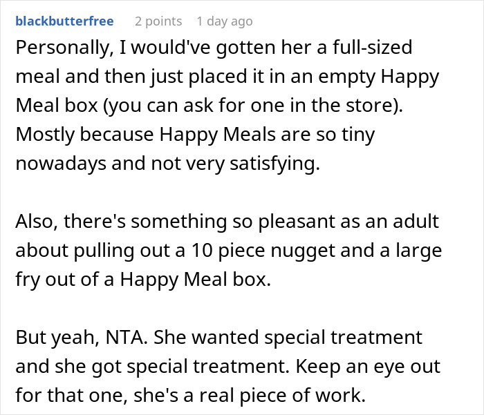 Screenshot of online comment discussing serving a special meal as bride’s revenge on controlling MIL at the wedding. Screenshot of online comment discussing serving a special meal as bride’s revenge on controlling MIL at the wedding.