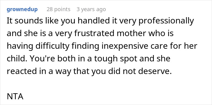 Screenshot of an online comment discussing challenges of finding care for a nonverbal, bedridden child involving a teen sitter. Screenshot of an online comment discussing challenges of finding care for a nonverbal, bedridden child involving a teen sitter.