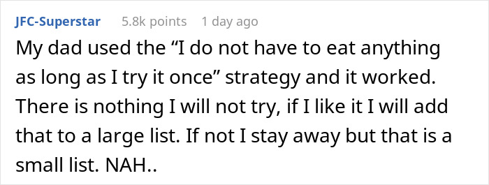 Comment discussing a foodie woman frustrated with a future of buttered noodles and her breakup over his kid. Comment discussing a foodie woman frustrated with a future of buttered noodles and her breakup over his kid.