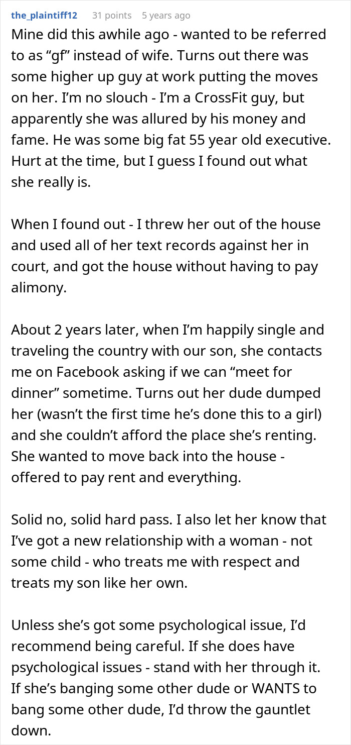 Screenshot of a forum post sharing a husband’s story about a wife seemingly forgetting they got married. Screenshot of a forum post sharing a husband’s story about a wife seemingly forgetting they got married.