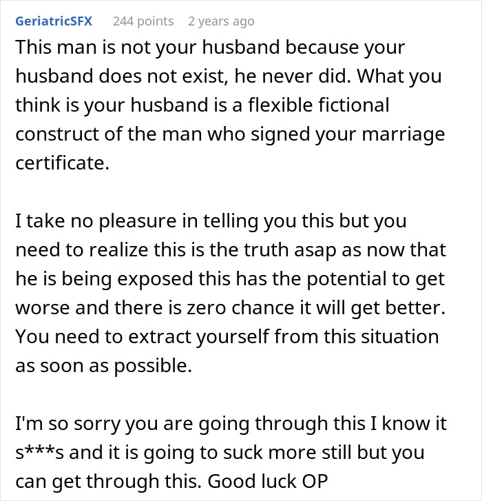 Screenshot of a Reddit comment warning about a man who lies about getting a master’s degree and its consequences. Screenshot of a Reddit comment warning about a man who lies about getting a master’s degree and its consequences.