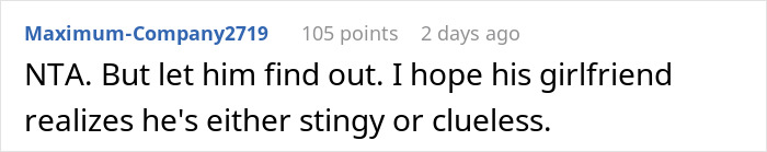 Screenshot of an online comment discussion about a man who thinks his proposal counts as a Christmas gift. Screenshot of an online comment discussion about a man who thinks his proposal counts as a Christmas gift.