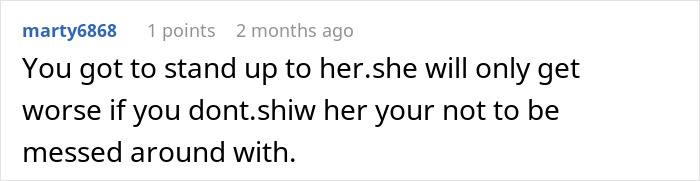 Comment about standing up to MIL after secret wedding invites sent to protect family image in an online discussion.