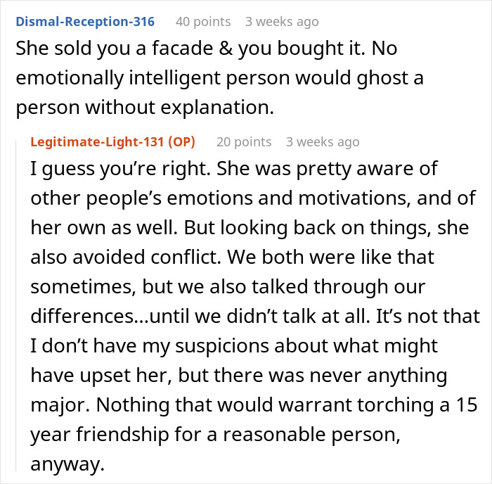 Screenshot of a forum discussing emotional intelligence and the impact of no contact between best friends. Screenshot of a forum discussing emotional intelligence and the impact of no contact between best friends.