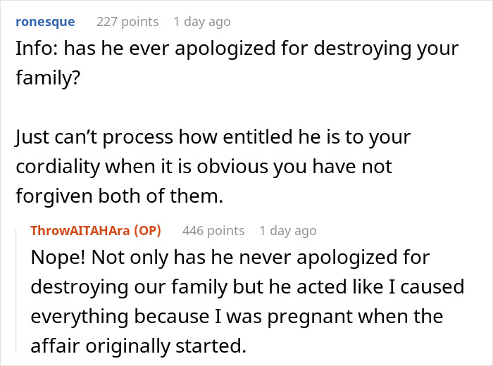 Screenshot of an online conversation discussing a cheating husband and family conflicts involving infertility issues. Screenshot of an online conversation discussing a cheating husband and family conflicts involving infertility issues.