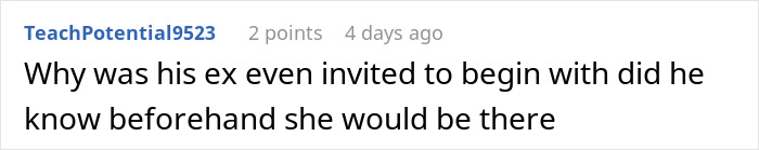 Comment discussing a situation where a lady attempts to drive a wedge between brother and his wife to help her bestie get him back.