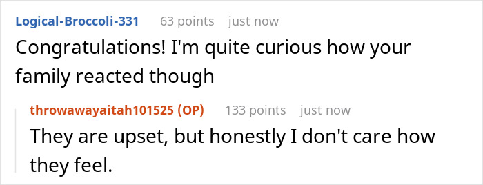 Screenshot of an online discussion about a guy rejecting his sister’s idea for his big wedding causing family conflict. Screenshot of an online discussion about a guy rejecting his sister’s idea for his big wedding causing family conflict.
