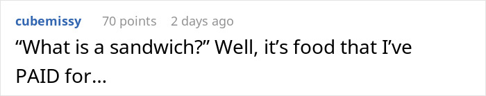 Screenshot of a heated online comment where an entitled mother complains about food at a private party.