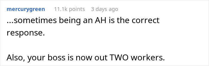 Screenshot of a Reddit comment about a person who doesn’t joke around with a $1.8K office chair and loses their job.