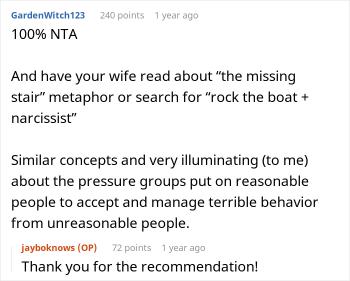 Reddit comments discussing husband dragging wife and kids from Thanksgiving after sister’s major tantrum incident.