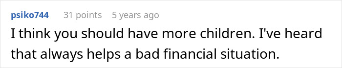 Screenshot of an online comment discussing financial struggles related to a father wanting to cancel Christmas.