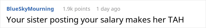 User comment on a forum post about refusing to bring expensive food to Thanksgiving gatherings. User comment on a forum post about refusing to bring expensive food to Thanksgiving gatherings.