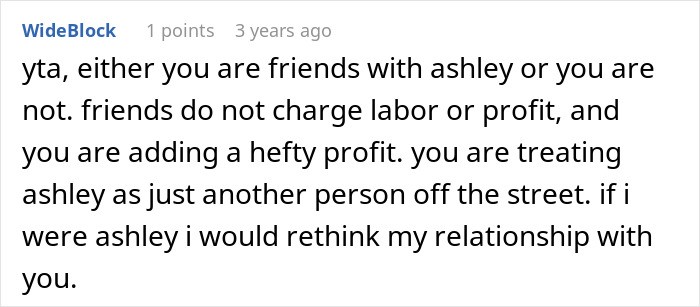 Comment discussing the bride wanting to upgrade her honeymoon at the bridesmaid’s expense and facing a reality check.
