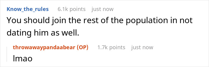 Screenshot of an online discussion about a boyfriend opening the relationship but getting no dates.