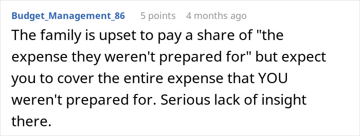 Comment discussing a rich man refusing to pay for a cake his sister-in-law ordered behind his back. Comment discussing a rich man refusing to pay for a cake his sister-in-law ordered behind his back.