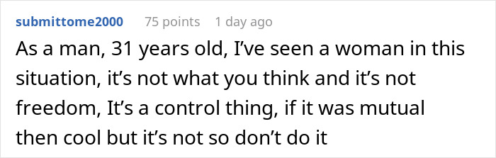 Comment on woman refusing to quit job after husband's promotion and MIL lecture about gender roles.