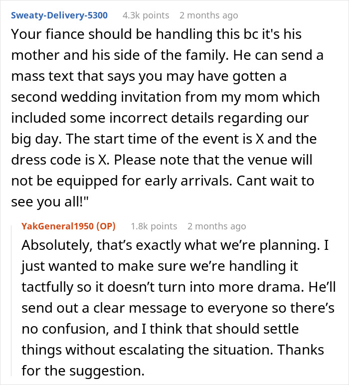 Reddit conversation about bride shocked after mother-in-law sends secret wedding invites to protect family image. Reddit conversation about bride shocked after mother-in-law sends secret wedding invites to protect family image.