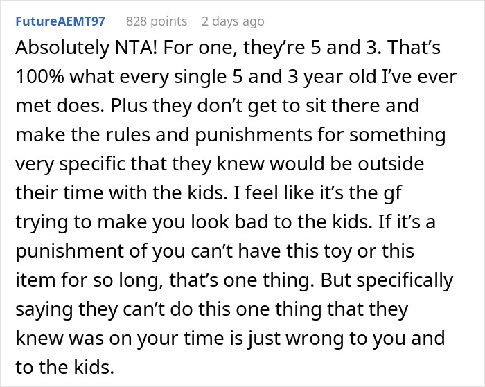 Comment discussing a lady going on a power trip, causing Halloween issues for boyfriend’s kids, and the angry mom’s reaction. Comment discussing a lady going on a power trip, causing Halloween issues for boyfriend’s kids, and the angry mom’s reaction.