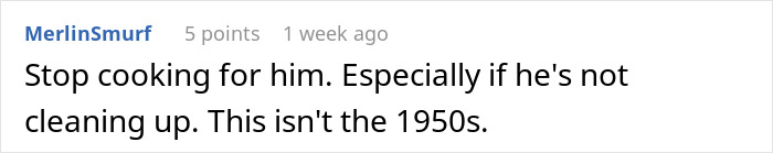 Screenshot of an online comment about a guy leaving domestic chores to his wife and her refusal to play his mommy. Screenshot of an online comment about a guy leaving domestic chores to his wife and her refusal to play his mommy.