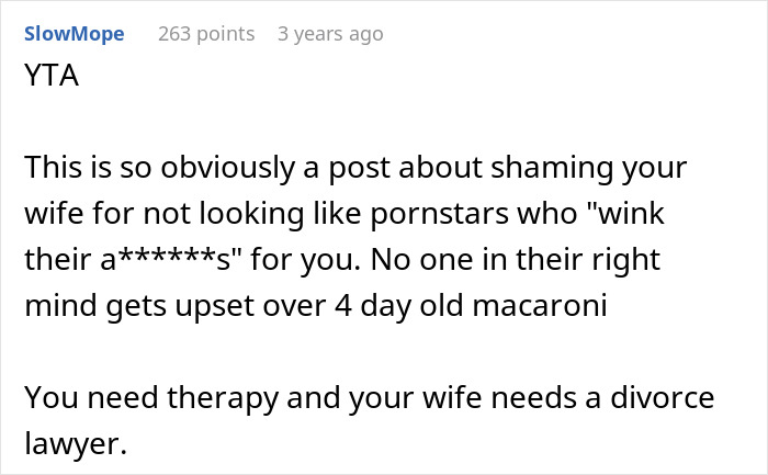 Screenshot of a Reddit comment criticizing man who snaps at his girlfriend after she eats all the leftovers. Screenshot of a Reddit comment criticizing man who snaps at his girlfriend after she eats all the leftovers.