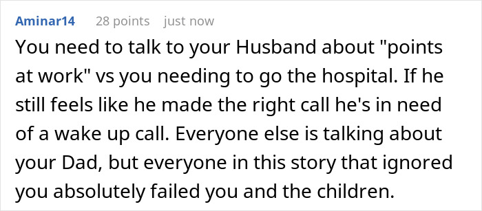 Screenshot of a comment discussing a toxic dad’s loud rant and its impact on a woman fighting for her life in hospital. Screenshot of a comment discussing a toxic dad’s loud rant and its impact on a woman fighting for her life in hospital.