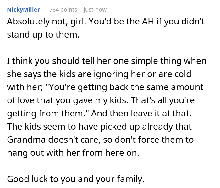 Commenter advises standing up to MIL admitting favoritism towards one grandchild, treating others like burdens, causing family tension. Commenter advises standing up to MIL admitting favoritism towards one grandchild, treating others like burdens, causing family tension.