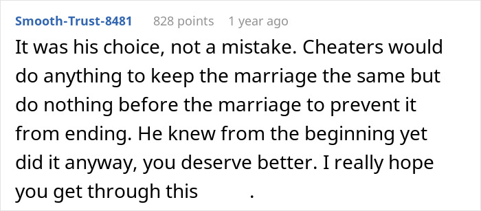 Screenshot of a Reddit comment discussing a man cheating while wife is pregnant and postpartum, affecting the relationship. Screenshot of a Reddit comment discussing a man cheating while wife is pregnant and postpartum, affecting the relationship.
