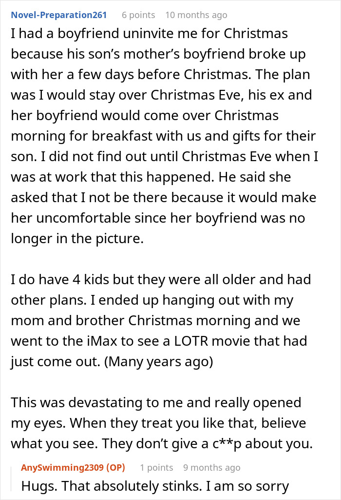 Alt text: Woman shares experience of buying expensive gifts for boyfriend&rsquo;s kids but not allowed to spend Christmas with them