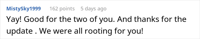 Screenshot of an online comment discussing a family holiday exclusion and reaction involving a sick daughter-in-law.