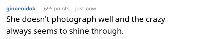 Comment criticizing Meghan Markle’s makeup-free cover photo, highlighting poor photography and intense expression. Comment criticizing Meghan Markle’s makeup-free cover photo, highlighting poor photography and intense expression.