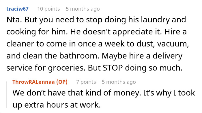Screenshot of a Reddit conversation about a man treating his wife like his servant and relationship issues. Screenshot of a Reddit conversation about a man treating his wife like his servant and relationship issues.