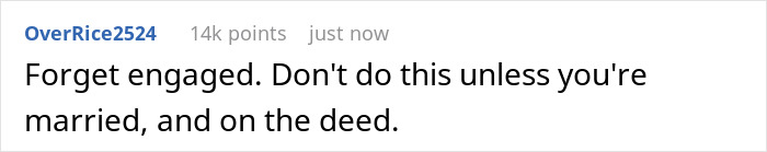 Text post discussing boyfriend's $100k renovation funding stalled by girlfriend insisting on marriage first, calling it a transaction. Text post discussing boyfriend's $100k renovation funding stalled by girlfriend insisting on marriage first, calling it a transaction.