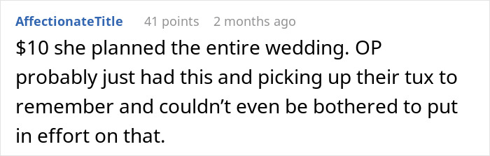 Screenshot of a forum comment discussing a wedding where vows were written with ChatGPT and the bride ran away from the altar. Screenshot of a forum comment discussing a wedding where vows were written with ChatGPT and the bride ran away from the altar.