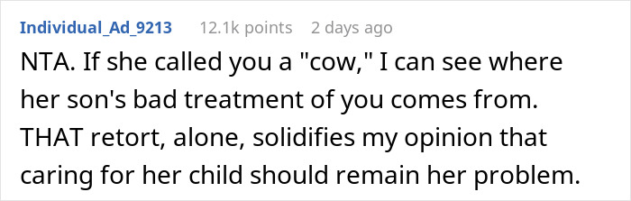 Screenshot of an online comment discussing refusal to babysit a badly behaved nephew while hospitalized. Screenshot of an online comment discussing refusal to babysit a badly behaved nephew while hospitalized.