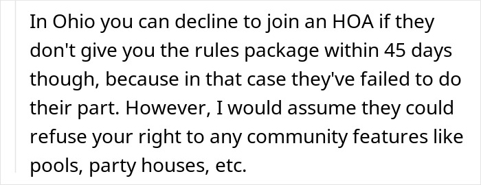 Text excerpt about Ohio HOA rules, addressing issues with HOA president behavior and legal rights in community disputes. Text excerpt about Ohio HOA rules, addressing issues with HOA president behavior and legal rights in community disputes.