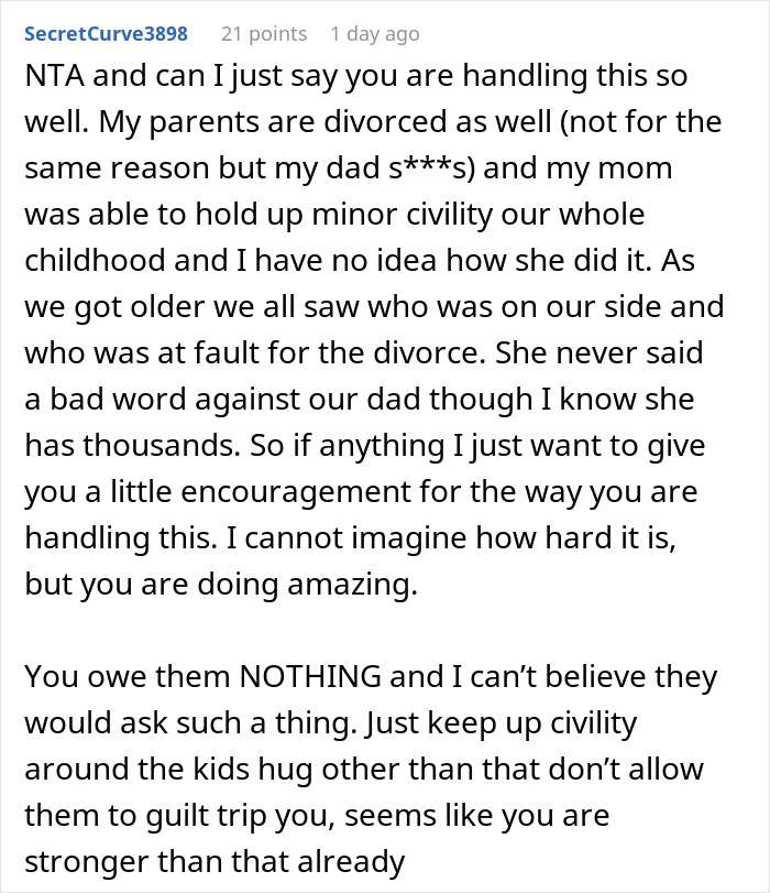 Reddit comment offering support on handling a cheating husband furious about mistress infertility and ex-wife's indifference. Reddit comment offering support on handling a cheating husband furious about mistress infertility and ex-wife's indifference.